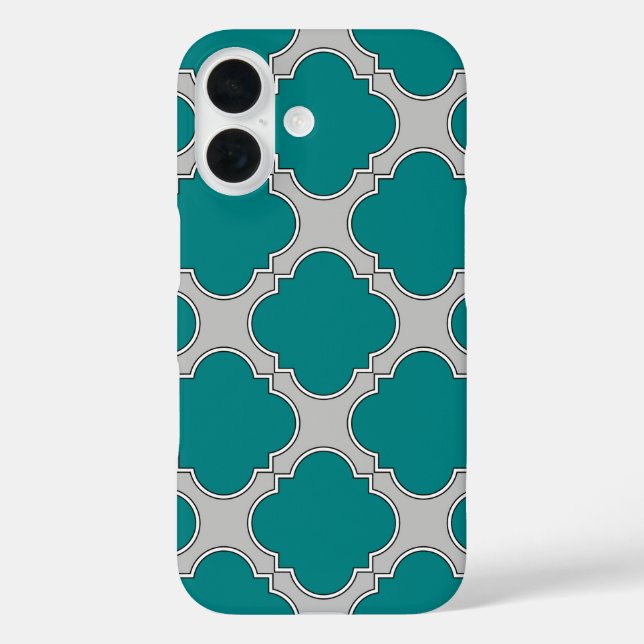 Quatrefoil teal and grey Case-Mate iPhone case (Back)