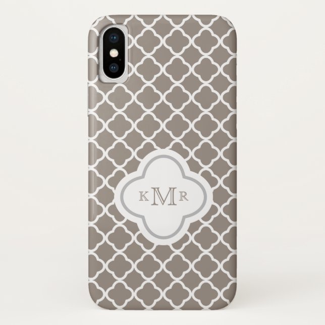 Quatrefoil Toffee Brown Pattern Stylish Monogram Case-Mate iPhone Case (Back)