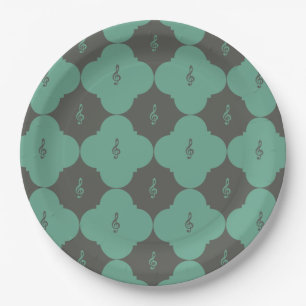 Quatrefoil Treble Clef Paper Plate