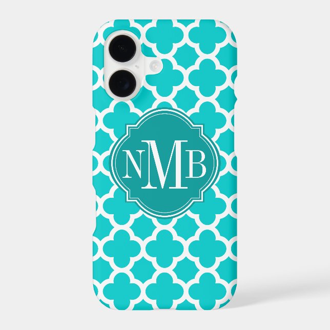 Quatrefoil Turquoise Pattern Monogram (Back)