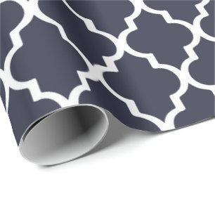 Quatrefoil Wrapping Paper - Navy Blue