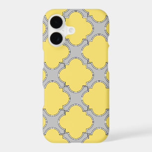 Quatrefoil yellow and grey