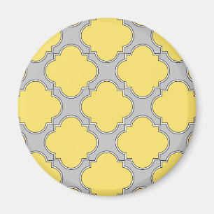 Quatrefoil yellow and grey magnet