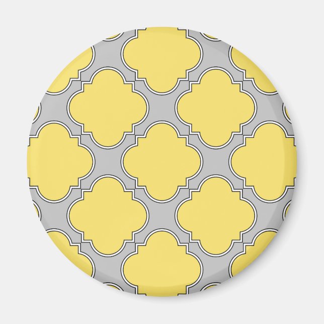 Quatrefoil yellow and grey magnet (Front)