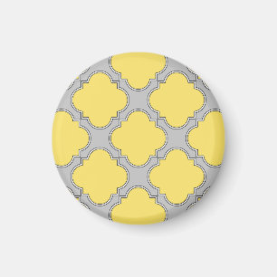 Quatrefoil yellow and grey magnet