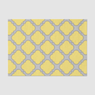Quatrefoil yellow and grey tissue paper