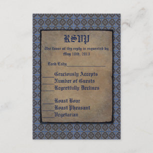 Quatrefoils Gold on Blue RSVP Card