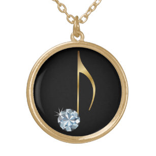 Quaver - Eighth Note Music Diamond Jewel Necklace