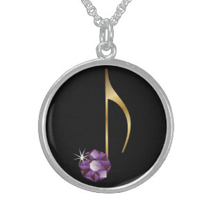 Quaver - Eighth Note Music Purple Jewel Necklace