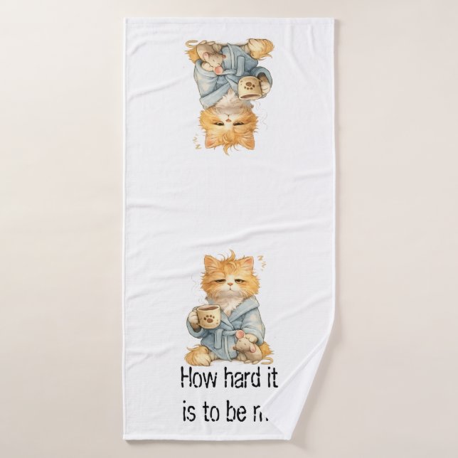 Que Dificil Ser Yo Funny Tired Cat 3-Piece Towel S (Bath Towel)