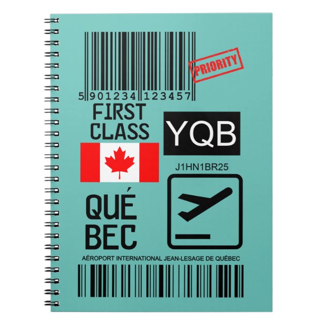 Quebec airport travel tag notebook (Front)