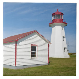 Quebec, Canada. Cap D'Espoir Lighthouse. Tile