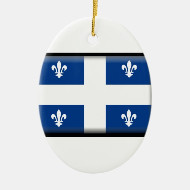Quebec (Canada) Flag Ceramic Tree Decoration (Front)