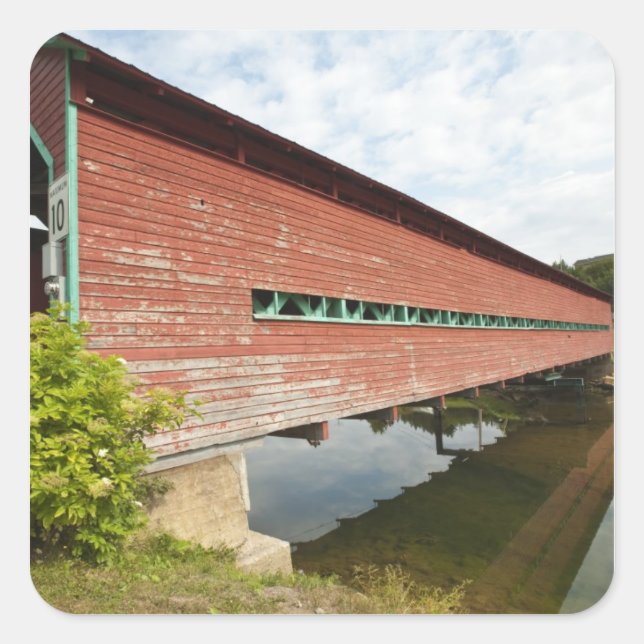 Quebec, Canada. Galipeault covered bridge in Square Sticker (Front)