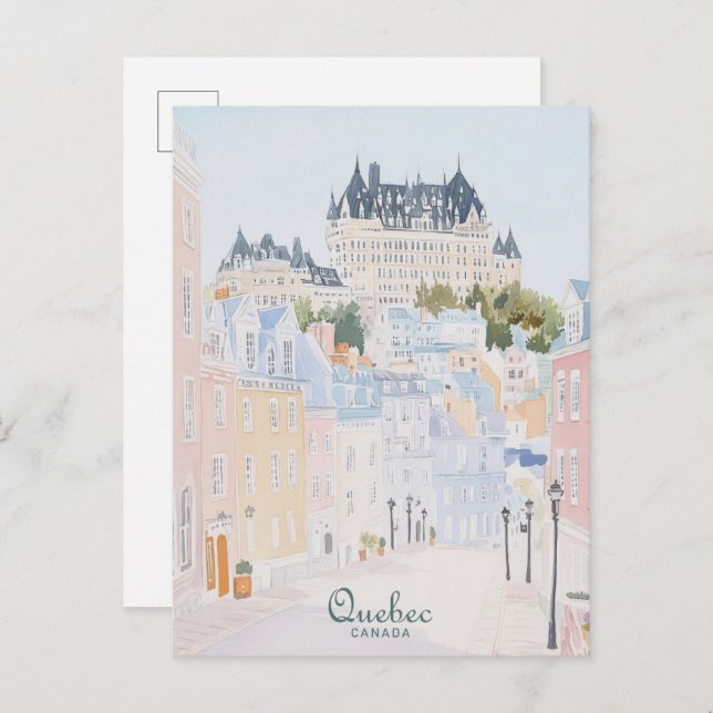 Quebec Canada Gouache Paint Illustration Travel Postcard (Front/Back)
