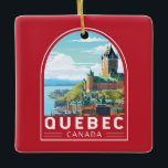 Quebec Canada Travel Art Vintage Ceramic Ornament<br><div class="desc">Quebec retro vector travel design. Quebec,  nestled in eastern Canada,  offers a unique blend of European charm and North American spirit.</div>