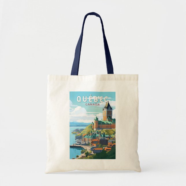 Quebec Canada Travel Art Vintage Tote Bag (Front)
