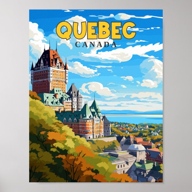 Quebec Canada vintage travel illustration Poster (Front)