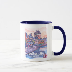 Quebec City Canada Beautiful Watercolor Skyline Mug