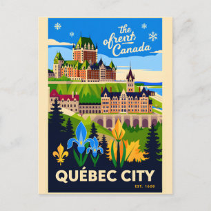 Québec City Canada Retro Travel Poster Art Postcard