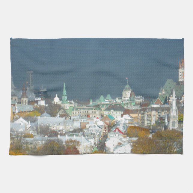 Quebec City Canada Waterfront Tea Towel (Horizontal)