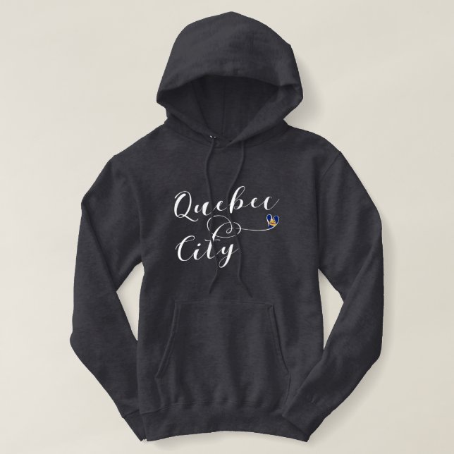 Quebec City Flag In Heart Hoodie (Design Front)