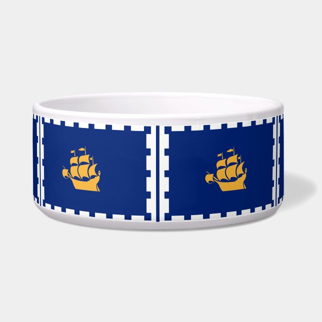 Quebec City Flag Pet Bowl (Front)