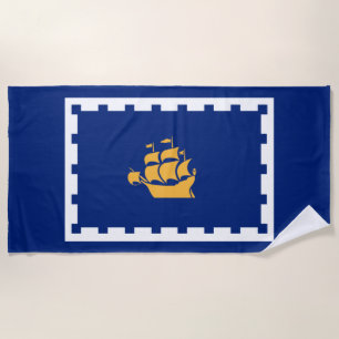 Quebec City Flag (Québec, Canada) Beach Towel