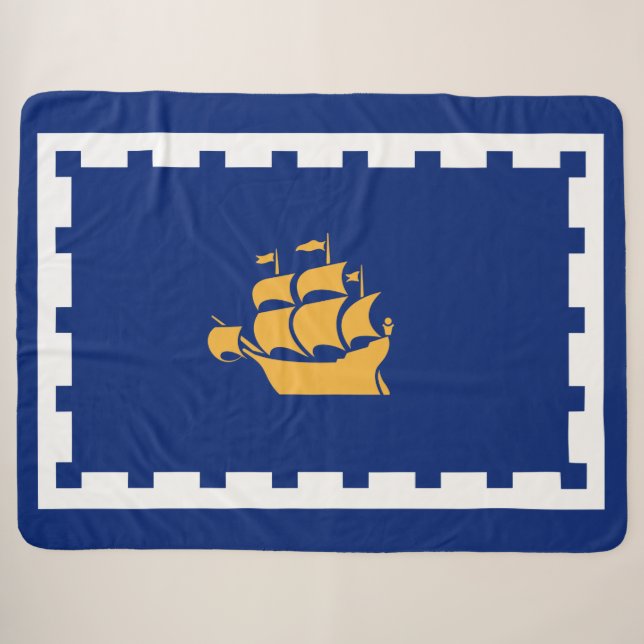 Quebec City Flag (Québec, Canada) Sherpa Blanket (Front (Horizontal))
