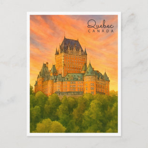Quebec City Old Town Canada Watercolor Holiday Postcard