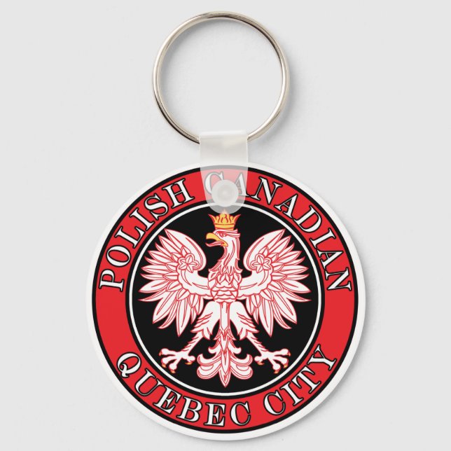Quebec City Polish Canadian Eagle Key Ring (Front)