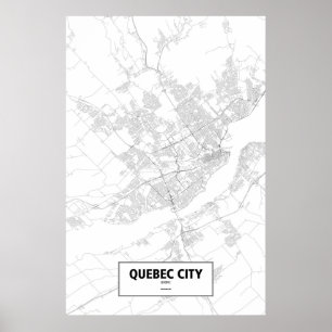 Quebec City, Quebec (black on white) Poster
