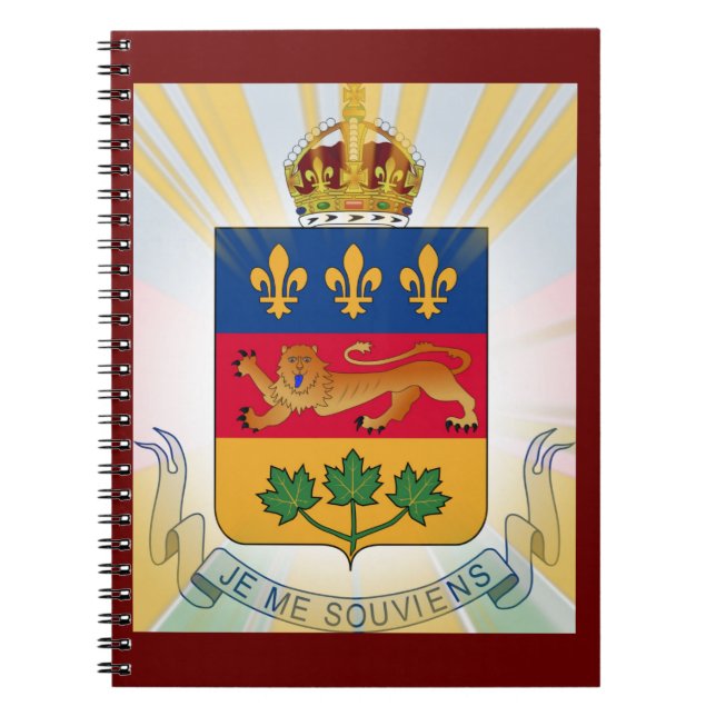 Quebec Coat of Arms Spiral Notebook (Front)