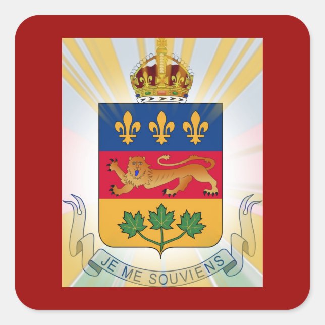 Quebec Coat of Arms Square Sticker (Front)