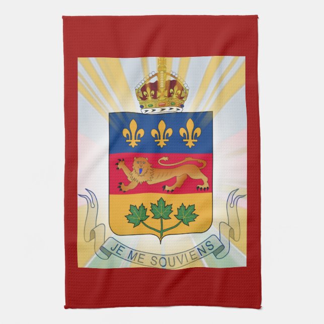Quebec Coat of Arms Tea Towel (Vertical)
