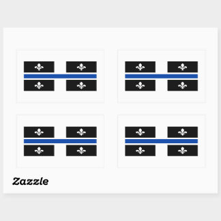 Quebec Flag Blue Line Fleur de Lys Graphic Art on Rectangular Sticker