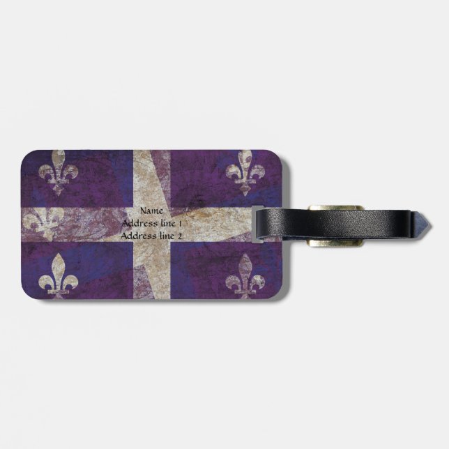 Quebec grunge flag - luggage tag (Back Horizontal)