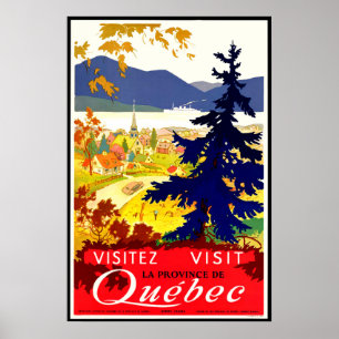 Quebec, landscape, Canada, nature, vintage travel Poster