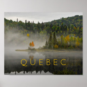Quebec Landscape Fall Lake with Fog Fine Art Photo Poster