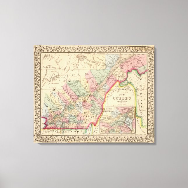 Quebec Map by Mitchell Canvas Print (Front)