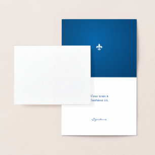 Québec Motif Fleur de lys française encre argentée Foil Card
