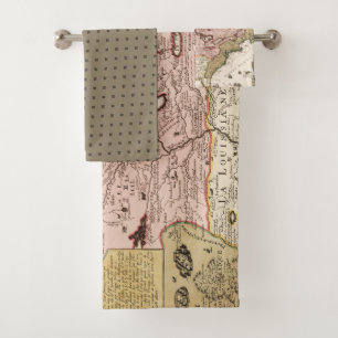 Quebec/Nouvelle-France mediaeval french map Bath Towel Set