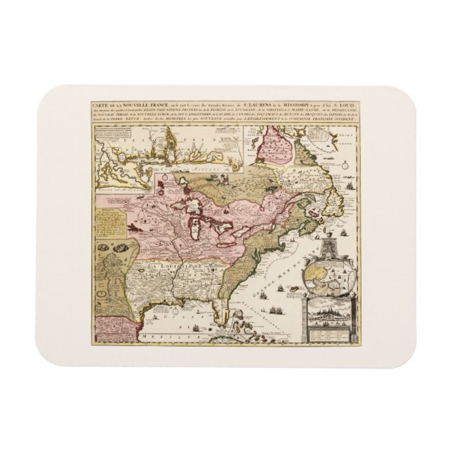 Quebec/Nouvelle-France mediaeval french map Magnet (Horizontal)