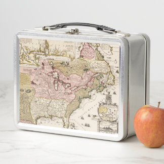 Quebec/Nouvelle-France mediaeval french map Metal Lunch Box