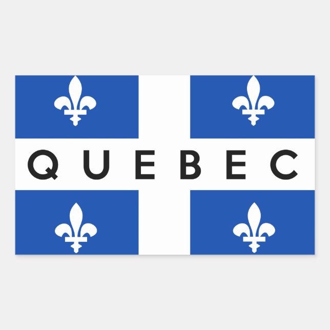 quebec province flag canada country name text rectangular sticker (Front)
