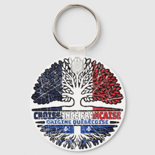 Quebec Québécois French France Tree Roots Flag Key Ring