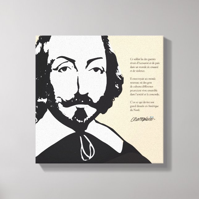 Québec Samuel de Champlain 1608 Citation Français Canvas Print (Front)