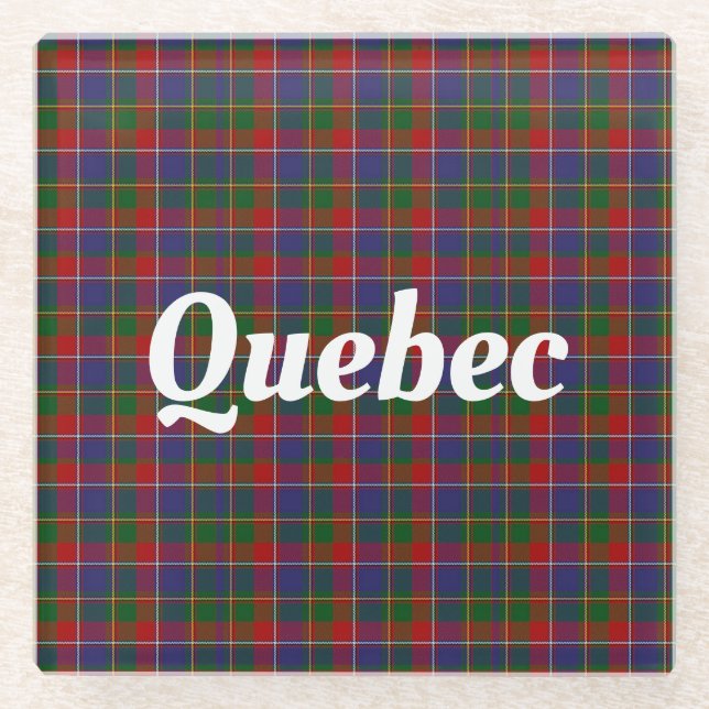 Quebec Tartan Plaid Glass Coaster (Front)