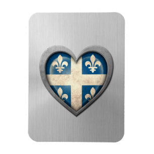 Quebecois Heart Flag Stainless Steel Effect Magnet