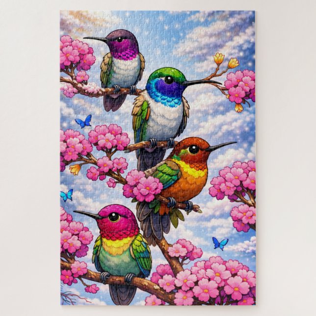 Quebra-Cabeça(Puzzle)Lindas Cores dos Beija-Flores Jigsaw Puzzle (Vertical)